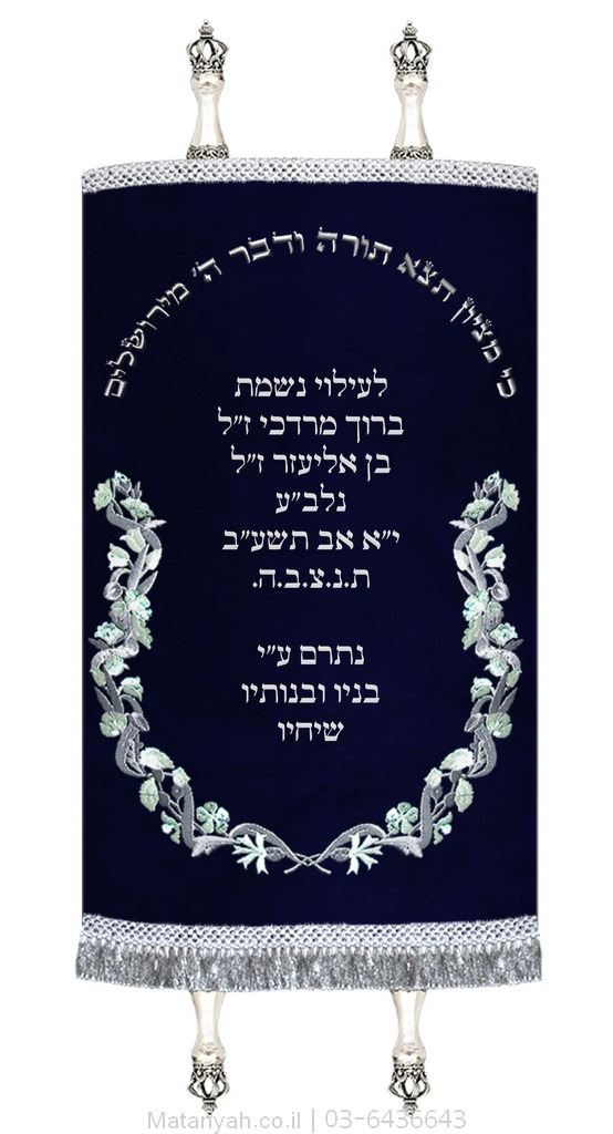מעיל לספר תורה אביב כסף