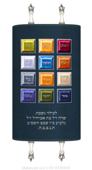 מעיל לספר תורה חושן תלת מימד נקי כסף