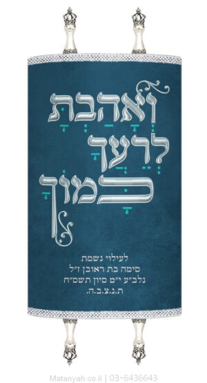 מעיל לספר תורה טיפוגרפיה ואהבת כחול