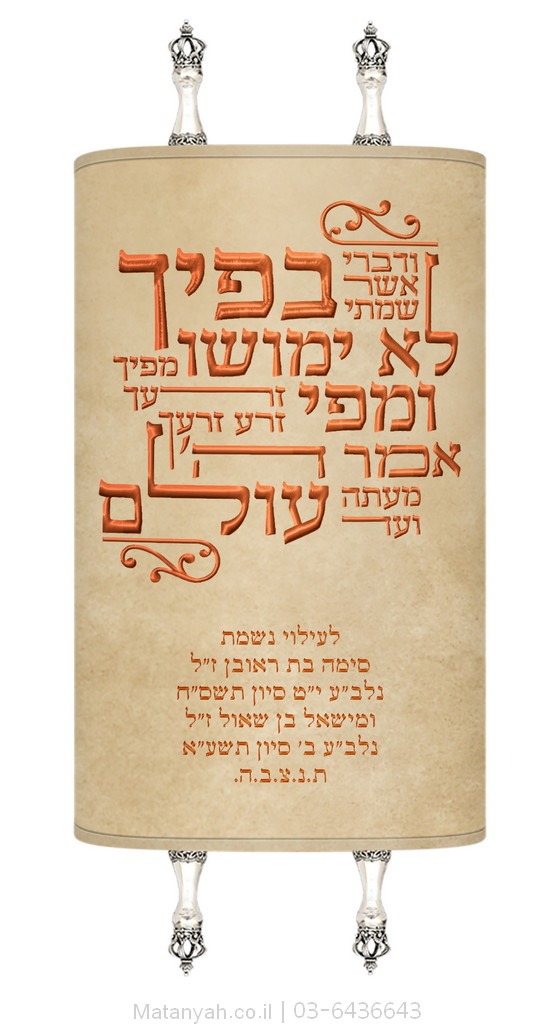 מעיל לספר תורה טיפוגרפיה ודברי קרם