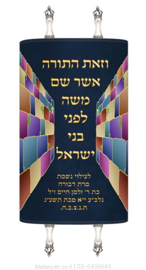 מעיל לספר תורה כותל תלת מימד צבעוני כחול