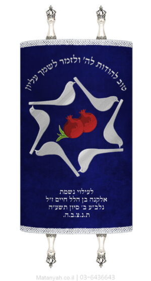 מעיל לספר תורה מגן דוד יונים כסף