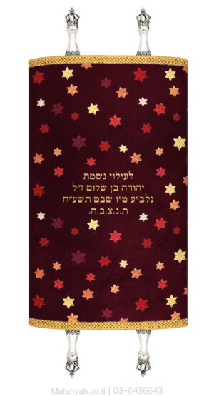 מעיל לספר תורה מגן דוד כוכבים זהב