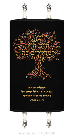 מעיל לספר תורה עץ תווים זהב
