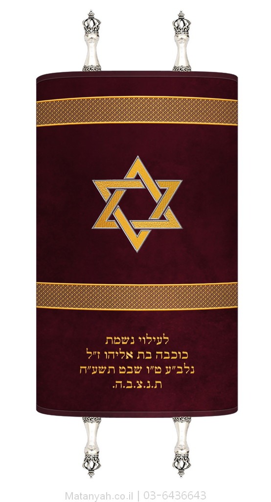 Torah Cover with Stripes and Magen David Torah Cover with Stripes and Magen David