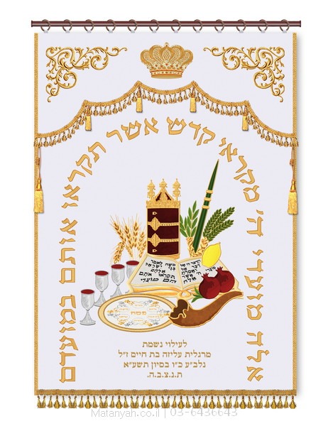 פרוכת אלה מועדי לבן פרוכת ארון קודש מבית מתניה עם רקמה איכותית ואומנותית תלת‑ממדית