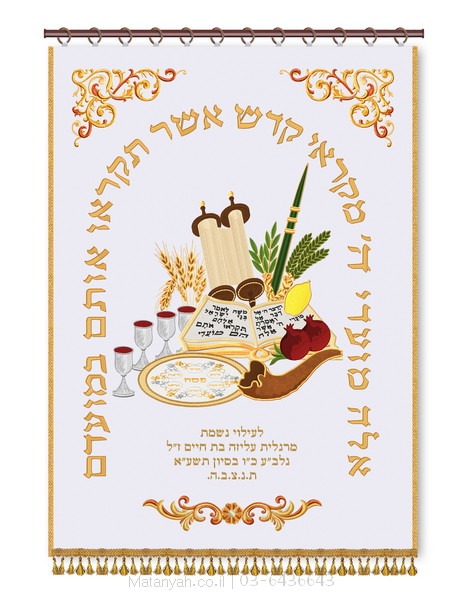 פרוכת ארון קודש מבית מתניה עם רקמה איכותית ואומנותית תלת‑ממדית