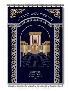 פרוכת ארון קודש מבית מתניה עם רקמה איכותית ואומנותית תלת‑ממדית