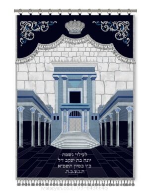 פרוכת ארון קודש מבית מתניה עם רקמה איכותית ואומנותית תלת‑ממדית
