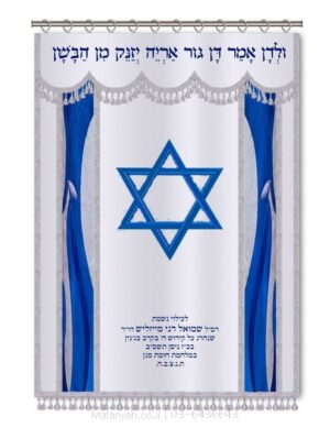 פרוכת ארון קודש מבית מתניה עם רקמה איכותית ואומנותית תלת‑ממדית