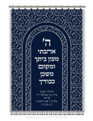 פרוכת ארון קודש מבית מתניה עם רקמה איכותית ואומנותית תלת‑ממדית