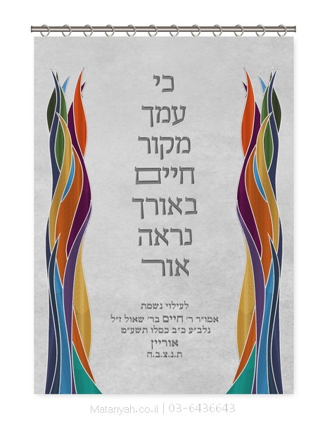 פרוכת ארון קודש מבית מתניה עם רקמה איכותית ואומנותית תלת‑ממדית