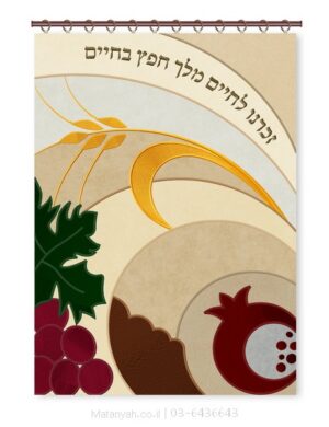 פרוכת ארון קודש מבית מתניה עם רקמה איכותית ואומנותית תלת‑ממדית