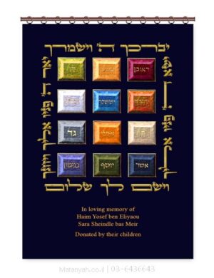 פרוכת ארון קודש מבית מתניה עם רקמה איכותית ואומנותית תלת‑ממדית