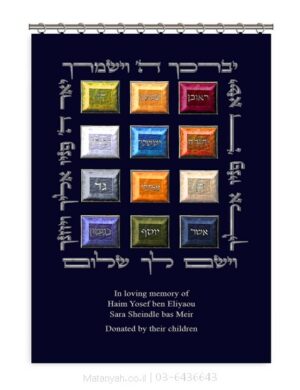 פרוכת ארון קודש מבית מתניה עם רקמה איכותית ואומנותית תלת‑ממדית