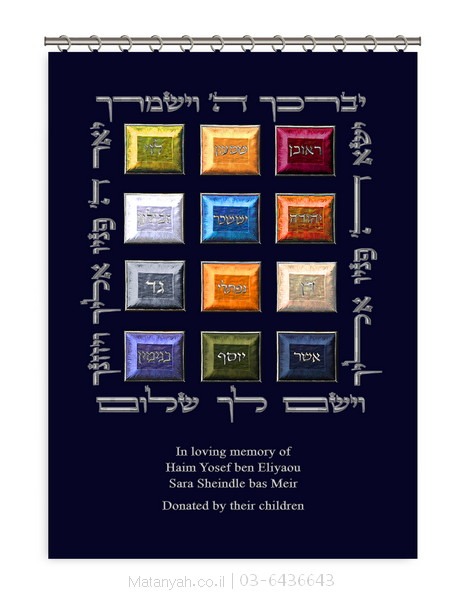 פרוכת ארון קודש מבית מתניה עם רקמה איכותית ואומנותית תלת‑ממדית