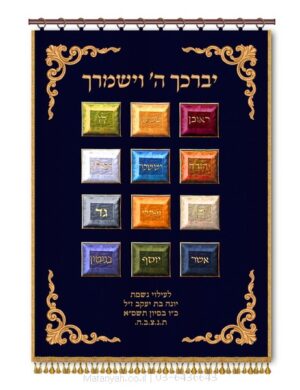 פרוכת ארון קודש מבית מתניה עם רקמה איכותית ואומנותית תלת‑ממדית