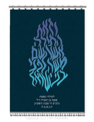 פרוכת ארון קודש מבית מתניה עם רקמה איכותית ואומנותית תלת‑ממדית