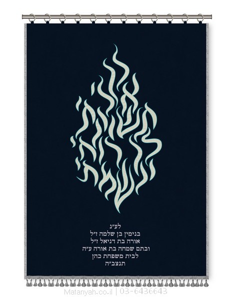 פרוכת ארון קודש מבית מתניה עם רקמה איכותית ואומנותית תלת‑ממדית