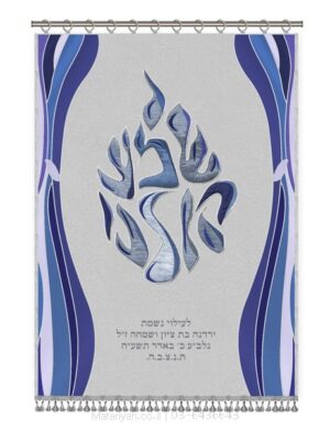 פרוכת ארון קודש מבית מתניה עם רקמה איכותית ואומנותית תלת‑ממדית