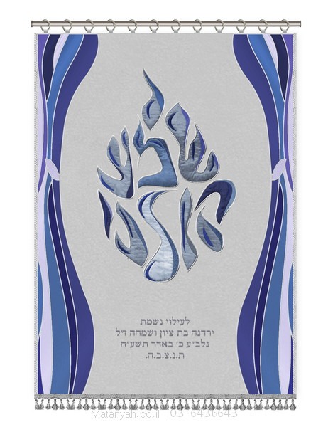 פרוכת ארון קודש מבית מתניה עם רקמה איכותית ואומנותית תלת‑ממדית