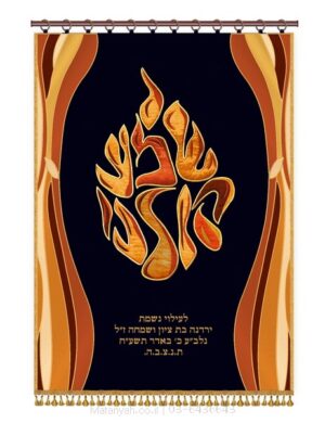 פרוכת ארון קודש מבית מתניה עם רקמה איכותית ואומנותית תלת‑ממדית
