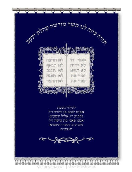 פרוכת ארון קודש מבית מתניה עם רקמה איכותית ואומנותית תלת‑ממדית
