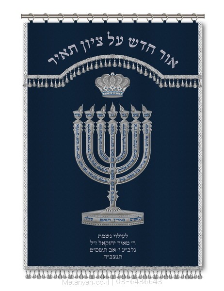 פרוכת ארון קודש מבית מתניה עם רקמה איכותית ואומנותית תלת‑ממדית