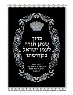 פרוכת ארון קודש מבית מתניה עם רקמה איכותית ואומנותית תלת‑ממדית