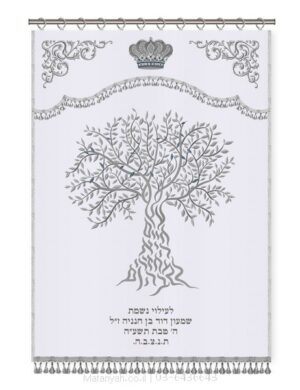 פרוכת ארון קודש מבית מתניה עם רקמה איכותית ואומנותית תלת‑ממדית