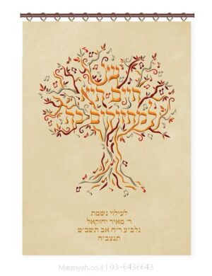 פרוכת ארון קודש מבית מתניה עם רקמה איכותית ואומנותית תלת‑ממדית
