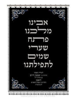 פרוכת ארון קודש מבית מתניה עם רקמה איכותית ואומנותית תלת‑ממדית