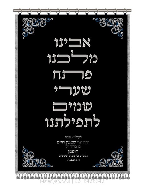 פרוכת ארון קודש מבית מתניה עם רקמה איכותית ואומנותית תלת‑ממדית