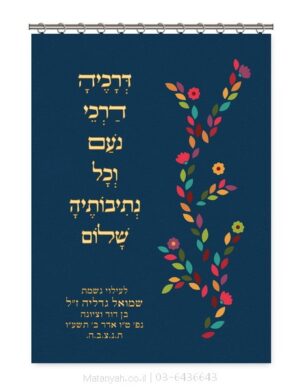 פרוכת ארון קודש מבית מתניה עם רקמה איכותית ואומנותית תלת‑ממדית