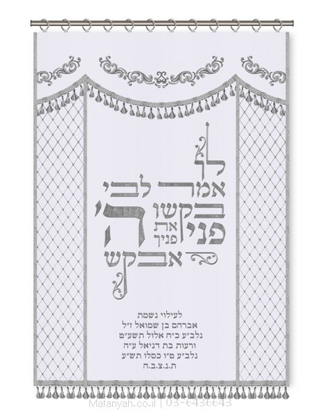 פרוכת ארון קודש מבית מתניה עם רקמה איכותית ואומנותית תלת‑ממדית