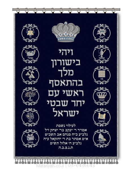 פרוכת ארון קודש מבית מתניה עם רקמה איכותית ואומנותית תלת‑ממדית