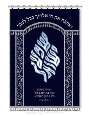 פרוכת ארון קודש מבית מתניה עם רקמה איכותית ואומנותית תלת‑ממדית