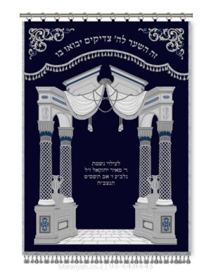 פרוכת ארון קודש מבית מתניה עם רקמה איכותית ואומנותית תלת‑ממדית