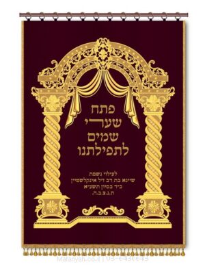 פרוכת ארון קודש מבית מתניה עם רקמה איכותית ואומנותית תלת‑ממדית