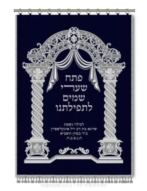 פרוכת ארון קודש מבית מתניה עם רקמה איכותית ואומנותית תלת‑ממדית