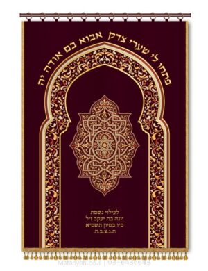 פרוכת ארון קודש מבית מתניה עם רקמה איכותית ואומנותית תלת‑ממדית
