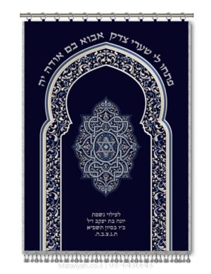 פרוכת ארון קודש מבית מתניה עם רקמה איכותית ואומנותית תלת‑ממדית