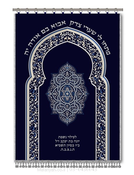 פרוכת שער מרוקאי כסף קלאסי פרוכת ארון קודש מבית מתניה עם רקמה איכותית ואומנותית תלת‑ממדית