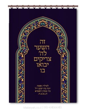 פרוכת ארון קודש מבית מתניה עם רקמה איכותית ואומנותית תלת‑ממדית