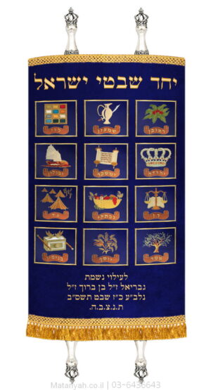 מעיל לספר תורה שבטים כחול