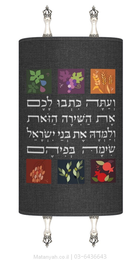 מעיל לספר תורה שבעת המינים מודרני 2