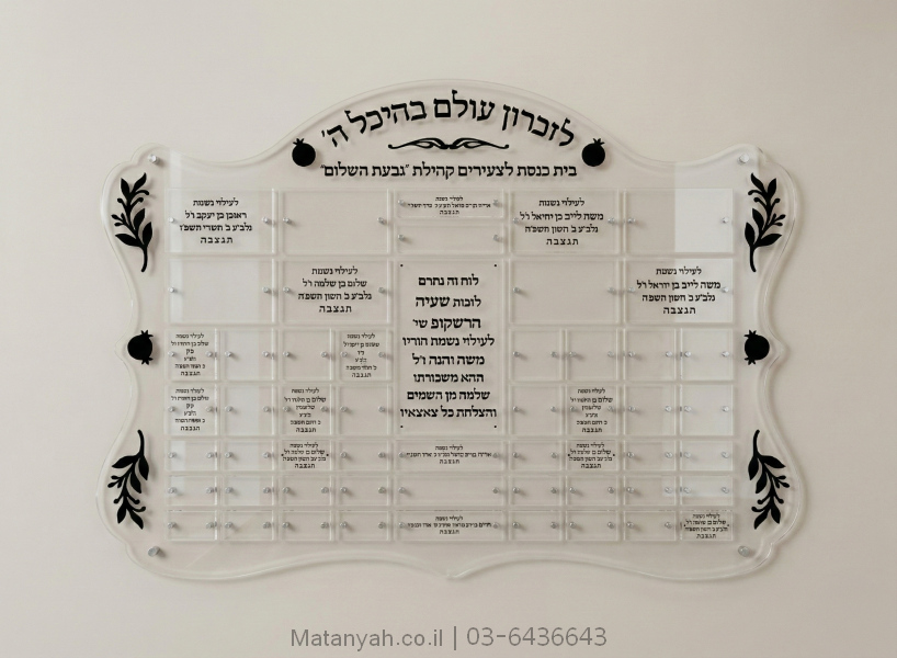 לוח תורמים והנצחה גבעת שלום