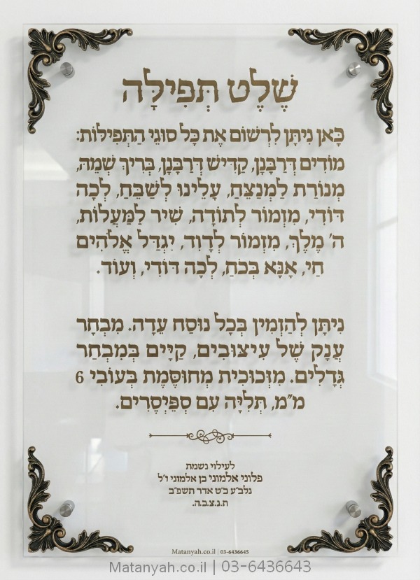 שלט זכוכית דגם חסד