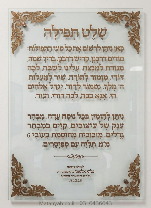 שלט זכוכית דגם נצח