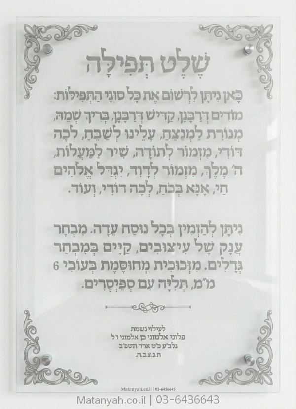 שלט זכוכית דגם ירושלים